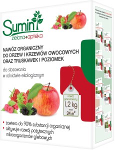 Nawóz do drzew i krzewów owocowych oraz truskawek i poziomek - organiczny granulowany 1,2 kg Sumin