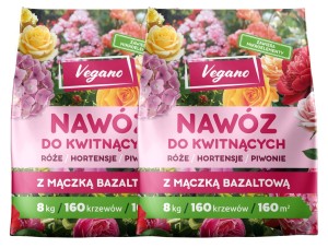 Nawóz z mączką bazaltową do Roślin Kwitnących – Róże, Hortensje, Piwonie  Vegano 16 kg