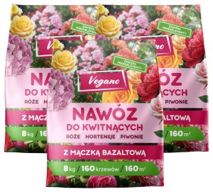 Nawóz z mączką bazaltową do roślin kwitnących – do róż, hortensji, piwonii  Vegano 24 kg