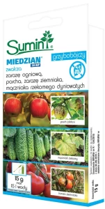 Miedzian 50 WP 15 g – preparat na choroby drzew owocowych – Sumin