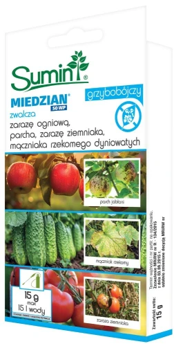 Miedzian 50 WP 15 g – preparat na choroby warzyw i drzew owocowych – Sumin