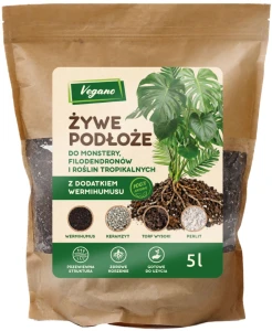 Żywe podłoże do monstery, filodendronów i roślin tropikalnych z dodatkiem Wermihumusu Vegano - 5 l