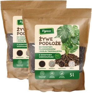 Żywe podłoże do monstery, filodendronów i roślin tropikalnych z dodatkiem Wermihumusu Vegano - 10 l